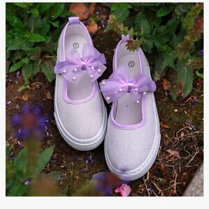 Toandon Toddler Girls Sparkle Glitter Flats Sneakers Purple NEW Size 3